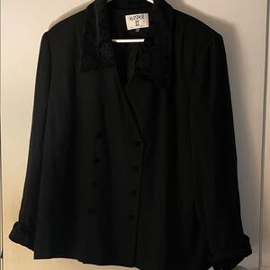 Vintage 22W Kasper Women's Black Blazer with Lace Detail